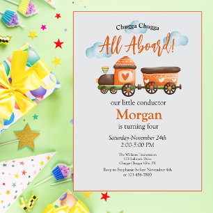 Invitation N'importe quel âge Anniversaire Joli train Waterco