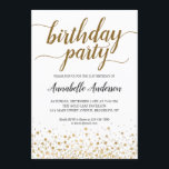Invitation N'importe quel âge Anniversaire Moderne Gold Confe<br><div class="desc">Confetti Or moderne Dots Script Any Age Adult Anniversaire Invitation Le design comporte "vingt un" dans un script moderne élégant et l'accent de points de confetti or. Si vous souhaitez customiser le texte "vingt et un" à un autre âge,  n'hésitez pas à nous envoyer un courriel à panggadesigns@gmail.com .</div>