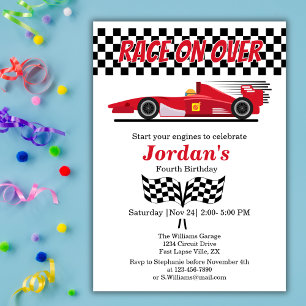 Invitation N'importe quel âge Anniversaire Red Car Course sur