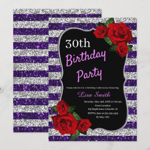 Invitation N'importe quel âge Anniversaire Violet Parties sci