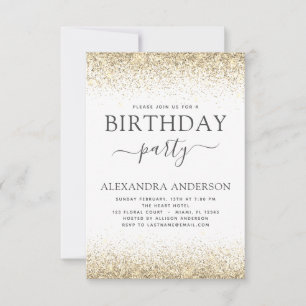 Invitation N'importe quel âge Anniversaire White Gold Parties