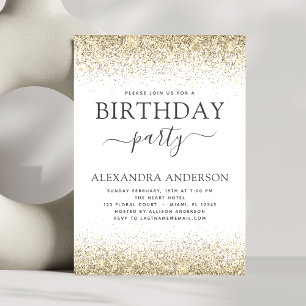 Invitation N'importe quel âge Anniversaire White Gold Parties