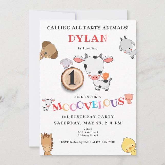 Invitation N'Importe Quel Âge Appelant Tous Les Animaux De Fe (Devant)