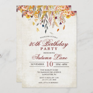 Invitation N'IMPORTE QUEL ÂGE - Automne Feuilles d'automne An