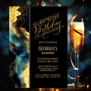 Invitation N'importe quel âge Black Gold Celestie Surprise An