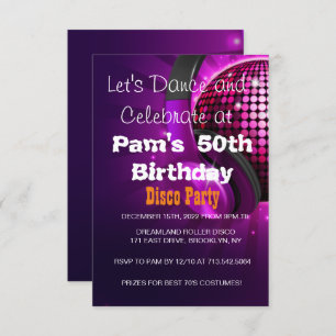 Invitation N'importe quel âge -Disco fête d'anniversaire