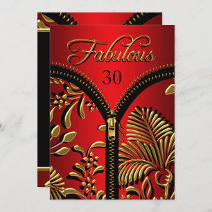 Invitation N'importe quel âge Fabrique Royal Rouge Or Noir An