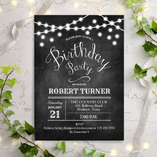 Invitation N'importe quel âge fête d'anniversaire - Chalkboar