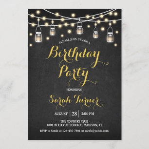 Invitation N'importe quel âge fête d'anniversaire - Chalkboar