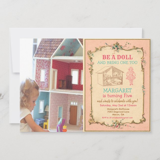 Invitation N'IMPORTE QUEL ÂGE - Fête de poupée bébé Invitatio (Devant)