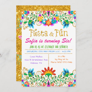 Invitation N'IMPORTE QUEL ÂGE - Fiesta Floral Parties scintil