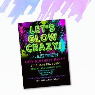 Invitation N'IMPORTE QUEL ÂGE - Glow Party Anniversaire Invit