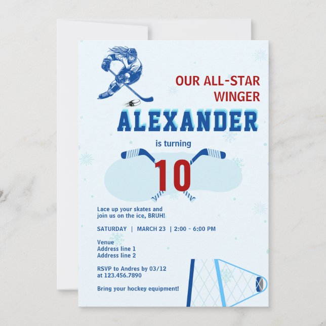 Invitation N'importe quel âge Hockey sur glace All Star Winge (Devant)