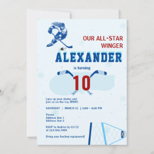Invitation N'importe quel âge Hockey sur glace All Star Winge