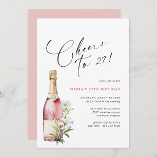 Invitation N'importe quel âge   Joyeux Champagne rose ou vin