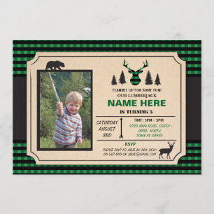 Invitation N'importe quel âge Lumberjack Anniversaire Invitat