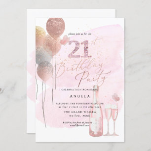 Invitation N'importe quel âge, Parties scintillant Ballons Ch