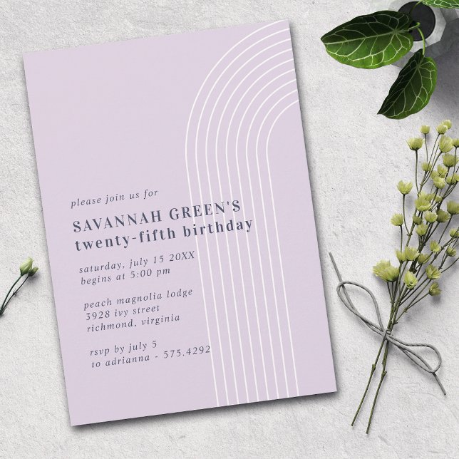 Invitation N'importe quel âge | Pastel Lavender Purple Simple (Créateur téléchargé)