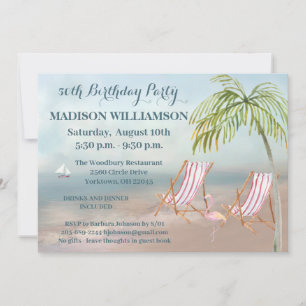 Invitation N'importe quel âge Plage Thème Anniversaire Fête