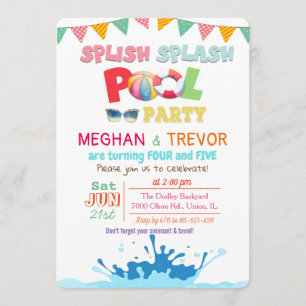 Invitation N'IMPORTE QUEL ÂGE - Splish Splash Double Pool Par