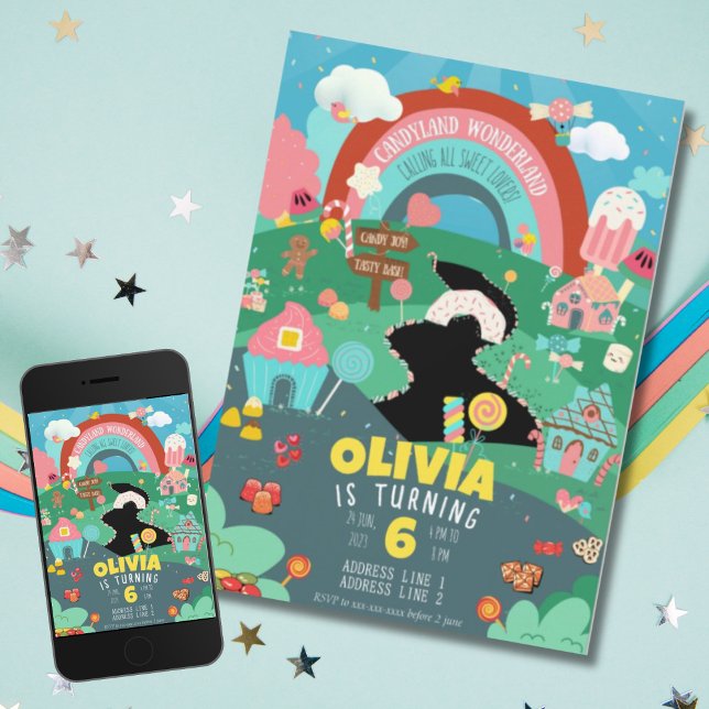 Invitation N'importe quel âge, thème de bonbons (Créateur téléchargé)