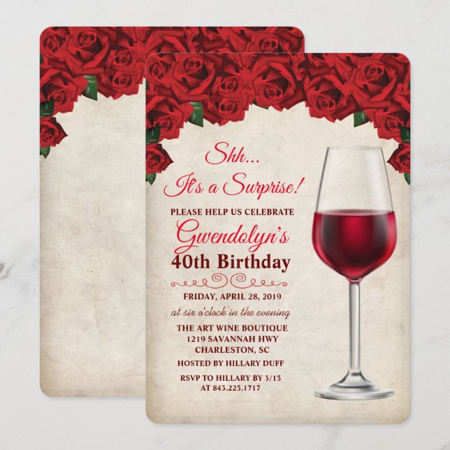 Invitation N'IMPORTE QUEL ÂGE - Vins Éclairants Anniversaire  (Devant / Derrière)