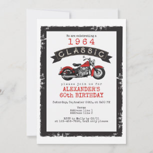 Invitation N'importe quel âge Vintage moto classique moto mot