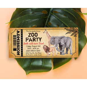 Invitation N'IMPORTE QUEL ÂGE - Zoo Jungle Party Anniversaire