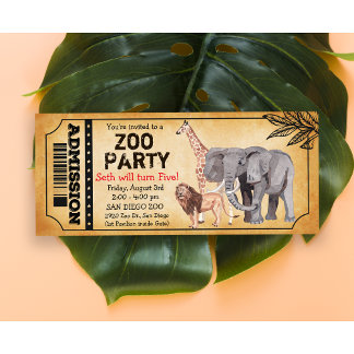 Invitation N'IMPORTE QUEL ÂGE - Zoo Jungle Party Anniversaire