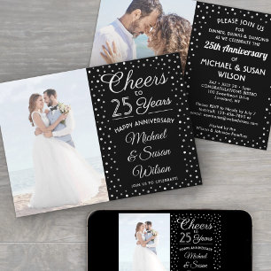 Invitation N'IMPORTE QUEL Anniversaire 2 Photo Cheval Black &