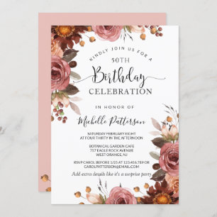 Invitation N'importe quel anniversaire, Blush et Mariage Flor