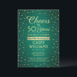Invitation N'IMPORTE QUEL Anniversaire Cheers Brossé Vert & O<br><div class="desc">Famille Invitation et amis à une fête d'anniversaire élégante avec des invitations personnalisées vertes et or. Tout le libellé de ce modèle (y compris "Cheers to 50 Years") est mis en place pour un 50ème anniversaire, mais est simple à personnaliser pour n'importe quelle année ou type d'événement. Le design comprend...</div>