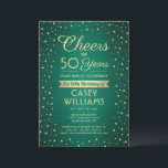 Invitation N'IMPORTE QUEL Anniversaire Cheers Brossé Vert & O<br><div class="desc">Famille Invitation et amis à une fête d'anniversaire élégante avec des invitations personnalisées vertes et or. Tout le libellé de ce modèle (y compris "Cheers to 50 Years") est mis en place pour un 50ème anniversaire, mais est simple à personnaliser pour n'importe quelle année ou type d'événement. Le design comprend...</div>