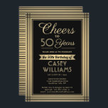 Invitation N'IMPORTE QUEL Anniversaire Cheval Bordure Classiq<br><div class="desc">Famille d'Invitations et amis à une fête d'anniversaire élégante avec des invitations personnalisées en noir et fausse feuille d'or. Tout le libellé de ce modèle (y compris "Cheers to 50 Years") est mis en place pour un 50ème anniversaire, mais est simple à personnaliser pour n'importe quelle année ou type d'événement....</div>