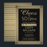 Invitation N'IMPORTE QUEL Anniversaire Cheval Bordure Classiq<br><div class="desc">Famille d'Invitations et amis à une fête d'anniversaire élégante avec des invitations personnalisées en noir et fausse feuille d'or. Tout le libellé de ce modèle (y compris "Cheers to 50 Years") est mis en place pour un 50ème anniversaire, mais est simple à personnaliser pour n'importe quelle année ou type d'événement....</div>