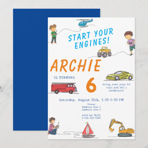 Invitation N'importe quel Anniversaire de enfant de voiture R