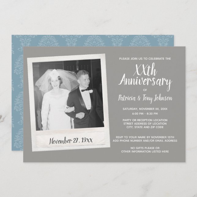 Invitation N'importe quel anniversaire de mariage avec photo  (Devant / Derrière)