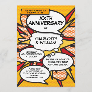 Invitation N'importe quel anniversaire de mariage Fun Retro B