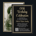 Invitation N'IMPORTE QUEL Anniversaire ・ Photo & QR Code Blac<br><div class="desc">Famille Invitation et amis à une célébration élégante pour lui ou elle avec des invitations à la fête d'anniversaire photo sur mesure avec QR Code RSVP. L'image et tout le libellé de ce modèle sont simples à customiser. (CONSEIL EN MATIÈRE DE PLACEMENT D'IMAGE : Une façon simple de centrer une...</div>