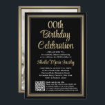 Invitation N'IMPORTE QUEL Anniversaire ・ Photo & QR Code Blac<br><div class="desc">Famille Invitation et amis à une célébration élégante pour lui ou elle avec des invitations à la fête d'anniversaire photo sur mesure avec QR Code RSVP. L'image et tout le libellé de ce modèle sont simples à customiser. (CONSEIL EN MATIÈRE DE PLACEMENT D'IMAGE : Une façon simple de centrer une...</div>
