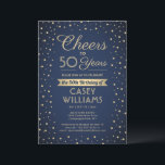 Invitation N'IMPORTE QUEL Anniversaire Salue Marine Blue and<br><div class="desc">famille d'Invitations et amis à une fête d'anniversaire élégante avec des invitations personnalisées navy bleu et or fête. Tout le libellé de ce modèle (y compris "Cheers to 50 Years") est mis en place pour un 50ème anniversaire, mais est simple à personnaliser pour n'importe quelle année ou type d'événement. Le...</div>
