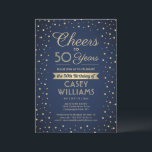 Invitation N'IMPORTE QUEL Anniversaire Salue Marine Blue and<br><div class="desc">famille d'Invitations et amis à une fête d'anniversaire élégante avec des invitations personnalisées navy bleu et or fête. Tout le libellé de ce modèle (y compris "Cheers to 50 Years") est mis en place pour un 50ème anniversaire, mais est simple à personnaliser pour n'importe quelle année ou type d'événement. Le...</div>