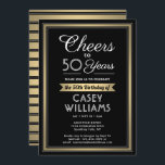 Invitation N'IMPORTE QUEL Anniversaire Soirée Noire, Blanche<br><div class="desc">Famille Invitation et amis à une fête d'anniversaire élégante avec des invitations personnalisées en noir, blanc et or. Tout le libellé de ce modèle (y compris "Cheers to 50 Years") est mis en place pour un 50ème anniversaire, mais est simple à personnaliser pour n'importe quelle année ou type d'événement. Le...</div>