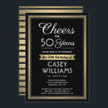 Invitation N'IMPORTE QUEL Anniversaire Soirée Noire, Blanche<br><div class="desc">Famille Invitation et amis à une fête d'anniversaire élégante avec des invitations personnalisées en noir, blanc et or. Tout le libellé de ce modèle (y compris "Cheers to 50 Years") est mis en place pour un 50ème anniversaire, mais est simple à personnaliser pour n'importe quelle année ou type d'événement. Le...</div>