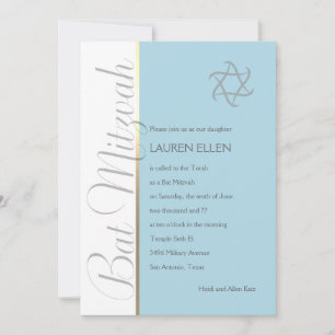 Invitation N'importe quel Bat mitzvah d'invitation couleur