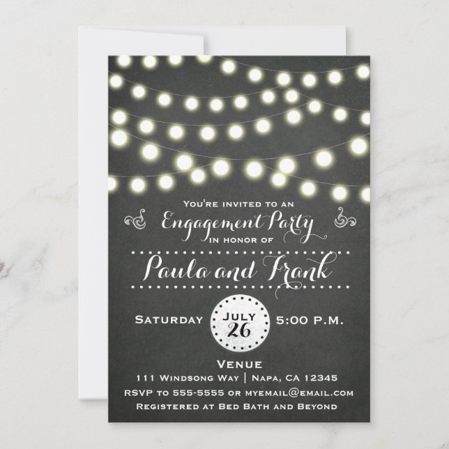 Invitation N'importe quel événement Chalkboard String Lights  (Devant)