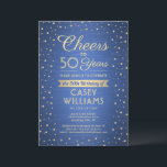 Invitation N'IMPORTE QUEL Oeuvre d'Anniversaire Brossé Confet<br><div class="desc">Famille Invitation et amis à une fête d'anniversaire élégante avec des invitations personnalisées bleu et or. Tout le libellé de ce modèle (y compris "Cheers to 50 Years") est mis en place pour un 50ème anniversaire, mais est simple à personnaliser pour n'importe quelle année ou type d'événement. Le design comprend...</div>