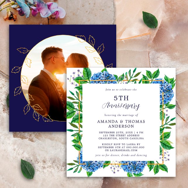 Invitation N'importe quelle année Fleurs de mariage Hydrangea (Créateur téléchargé)