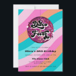 Invitation N'importe quelle année Retro Disco Ball rose Anniv<br><div class="desc">Toute année Retro Disco Ball rose Anniversaire Invitation</div>