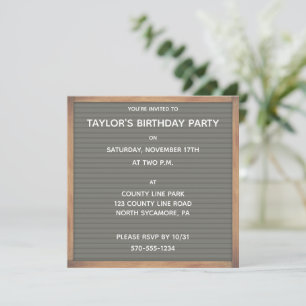 Invitation N'Importe Quelle Occasion Gris Lettre Panneau Pann